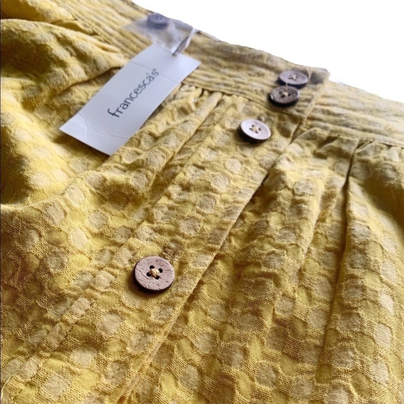 Francesca’s Alya Mustard Yellow Button Front Skirt - Picture 3 of 10